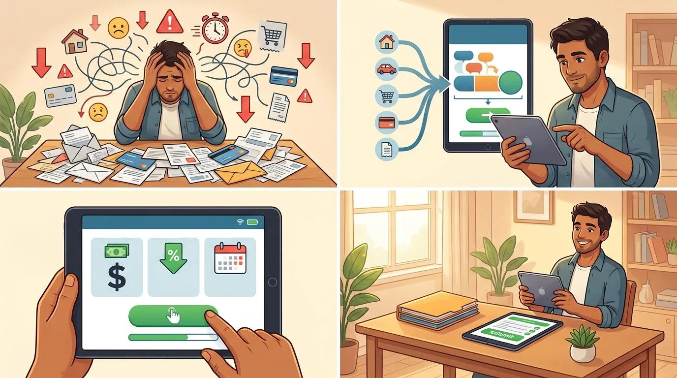 Guide scene for como-usar-crédito-digital-para-consolidar-dívidas
