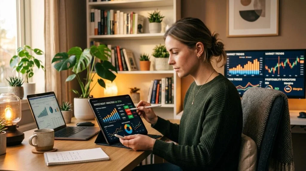 Pessoa analisando oportunidades de investimento em P2P lending pelo celular